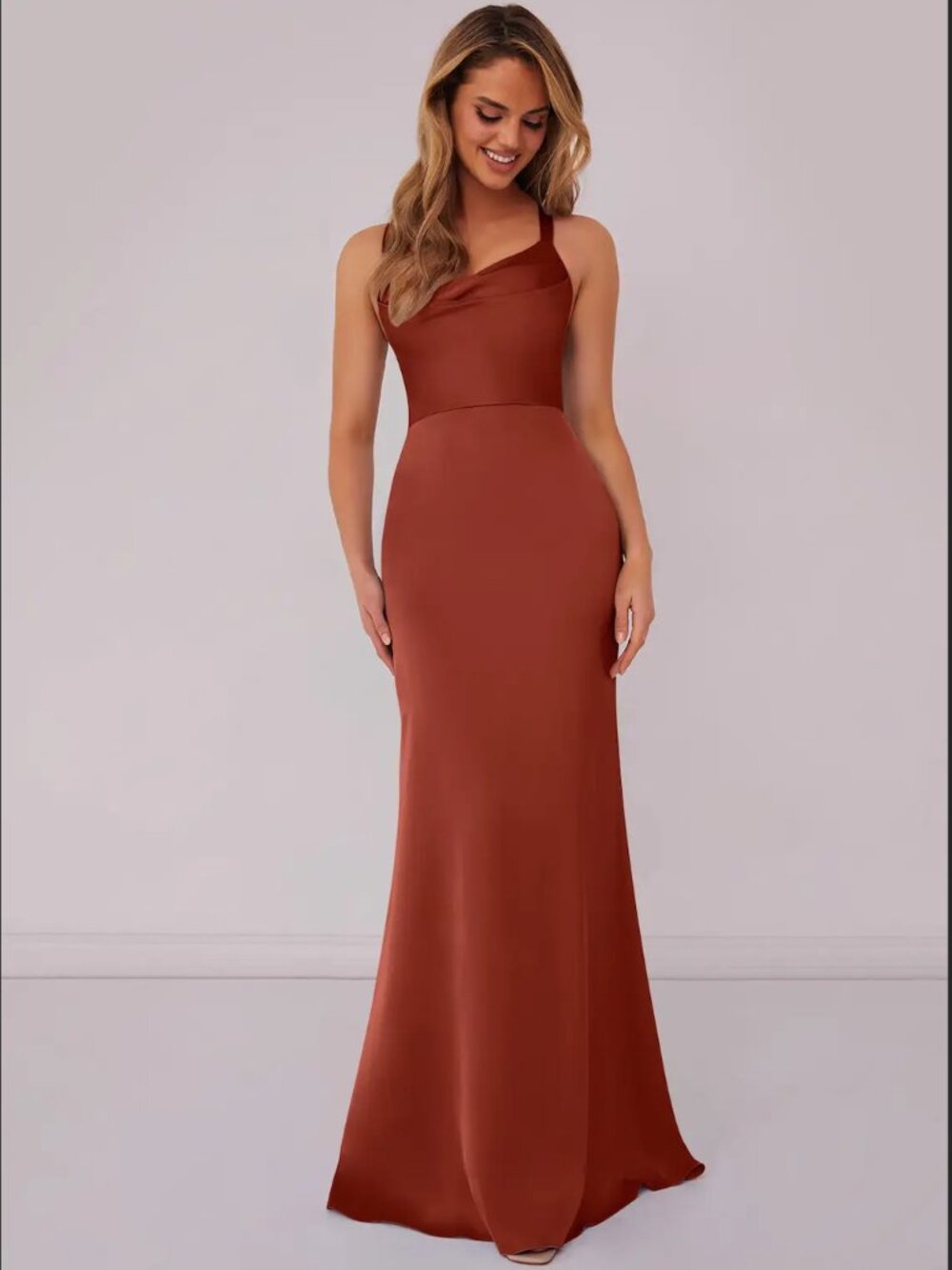Azazie Satin Gown in Auburn